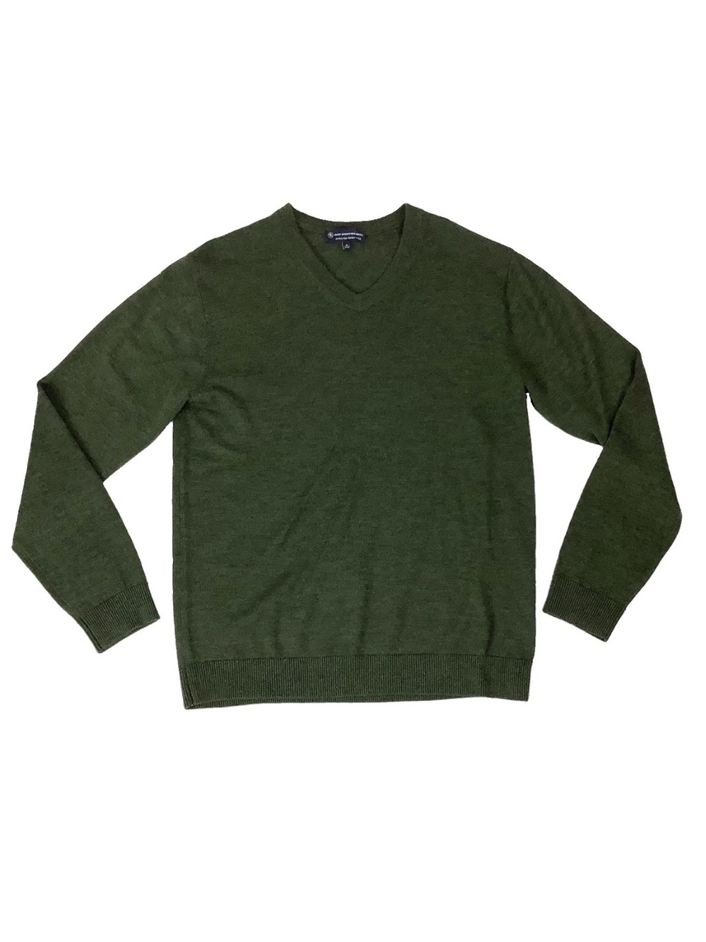 Hart Schaffner Marx Mens Sz M 100% Merino Wool V Neck Thin Knit Sweater Green